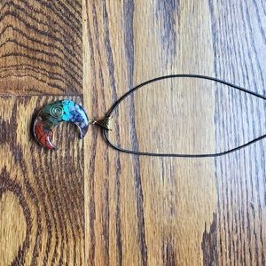 Rainbow rock moon necklace